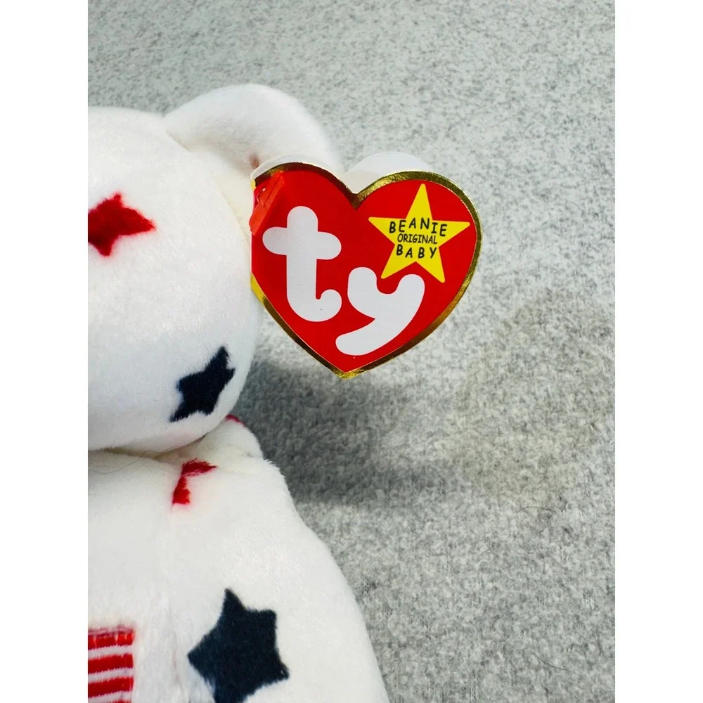 Ty Beanie Baby Glory‎ Bear July 4 1997 American Flag Patriotic Plush w/ Tag